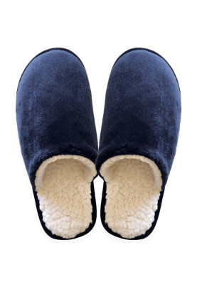 Dark blue plush slippers...